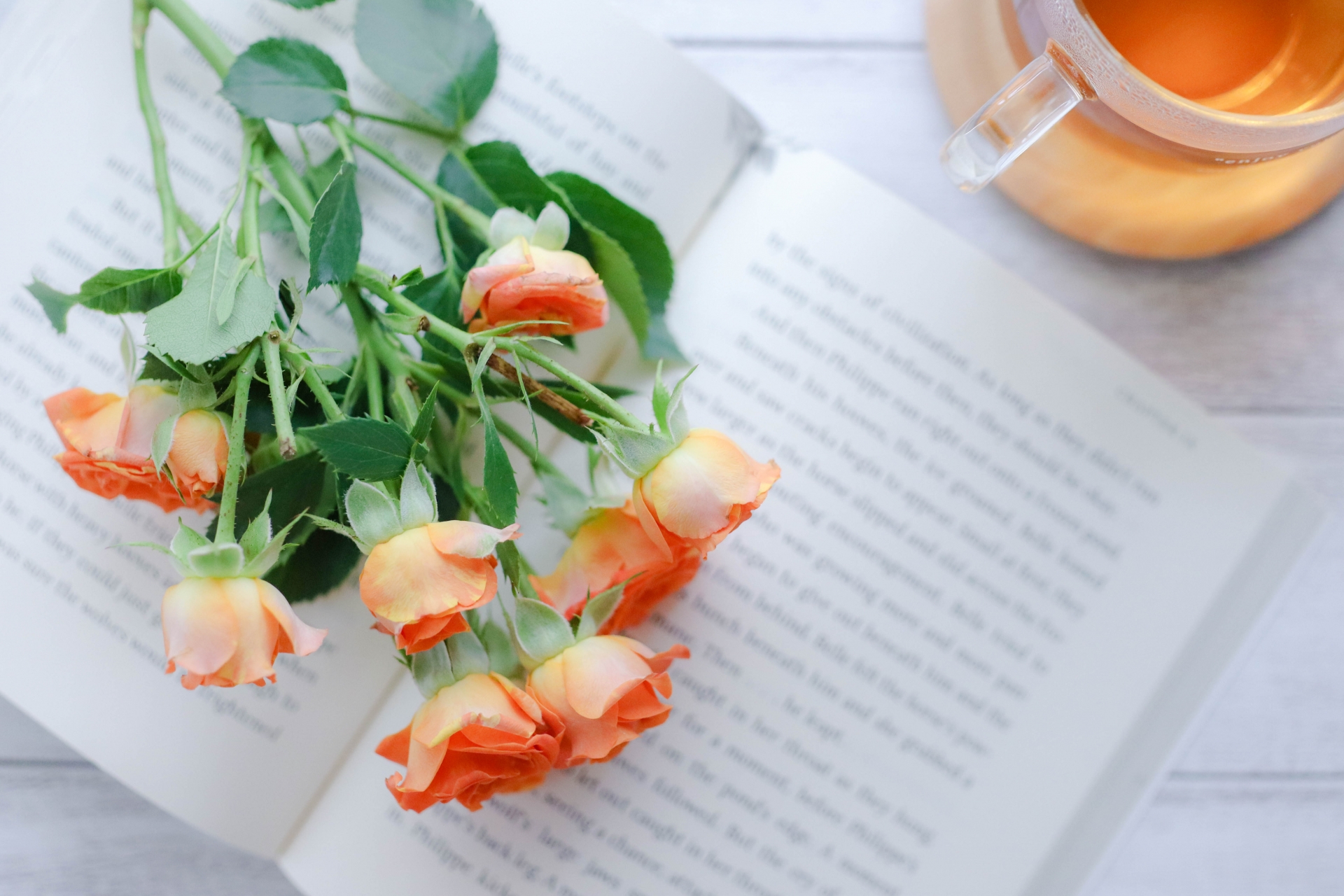 本と花を組み合わせた写真
