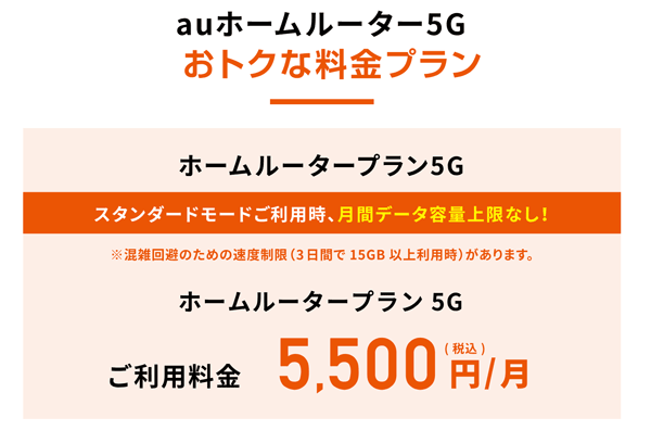 au ホームルーター 5G プラン
