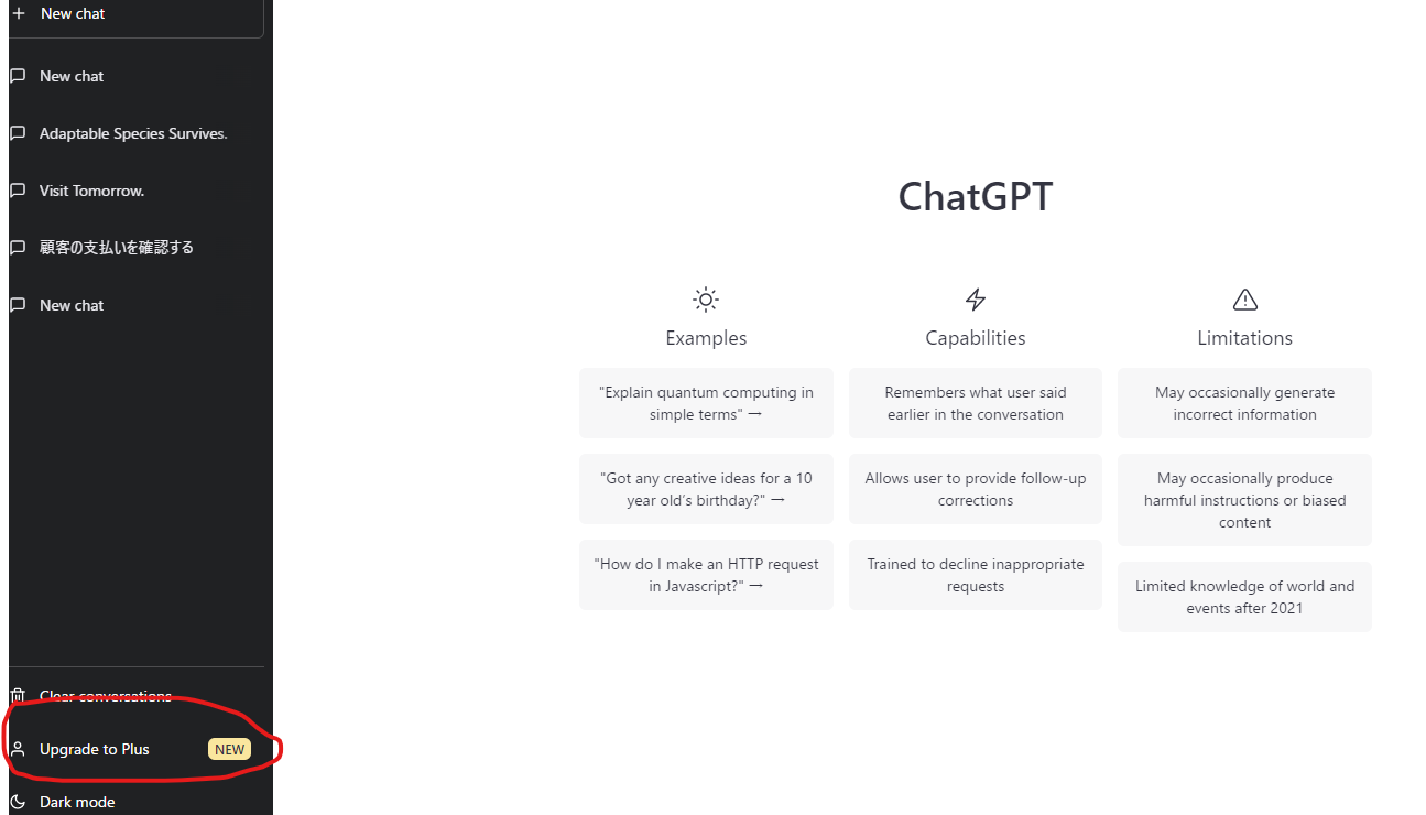 ChatGpt Upgrade to Plus