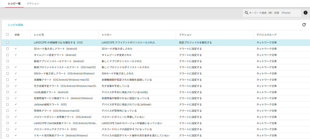 LANSCOPE　レシピ一覧