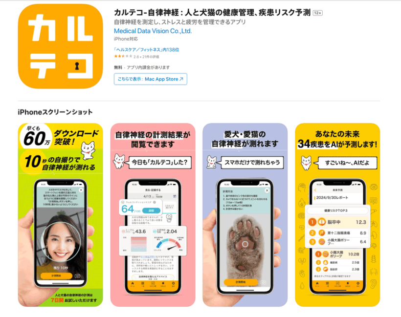 カルテコ 自律神経 アプリ