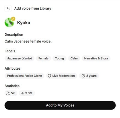Elevenlabs Kyoko