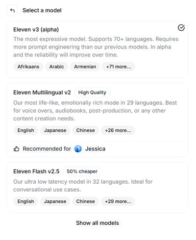 Elevenlabs model