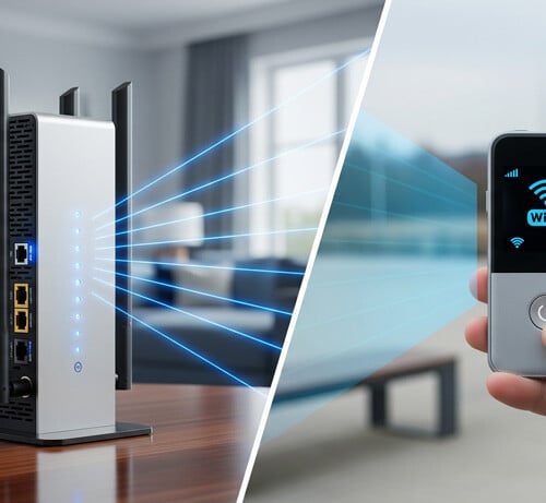 光回線、モバイルWi-Fi比較イメージ