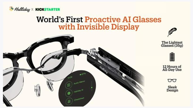 Halliday AI Glasses キックスタータートップページキャプチャ