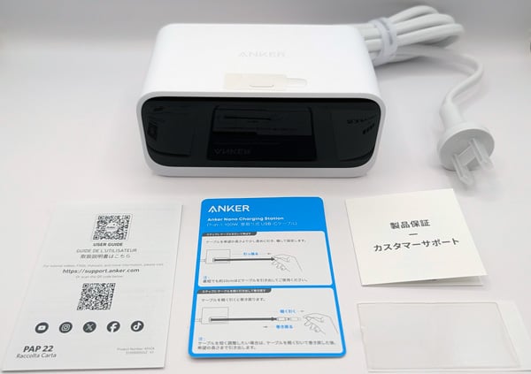 Anker Nano Charging Station (7-in-1, 100W, 巻取り式 USB-Cケーブル) 同梱品