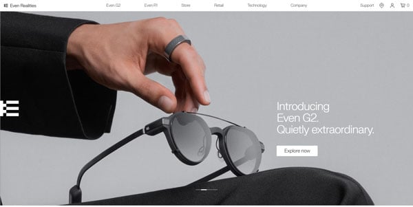 EVEN G2 Even Realitiesトップページキャプチャ