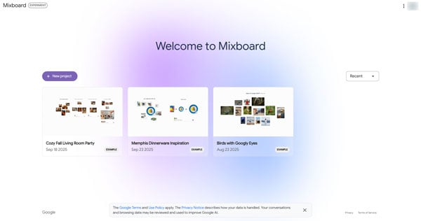Google Mixboard（ミックスボード）プロジェクト作成