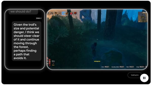 SIMA2がゲームをする様子