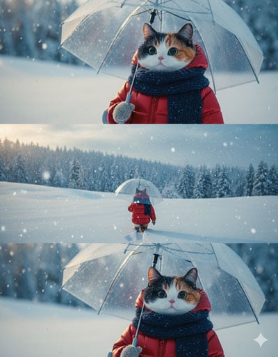 ネコのキャラクターをGemini（ジェミニ）で雪加工