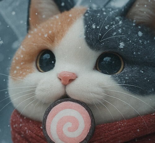 AI雪加工したネコ