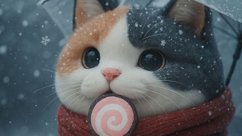AI雪加工したネコ