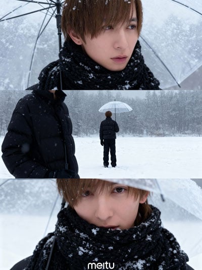 Meitu(メイツ)アプリ 雪加工完成