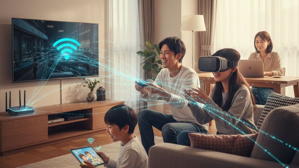 家族でWiFiを利用するイメージ