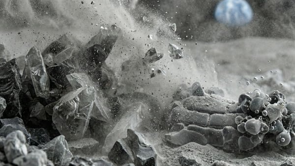 月の砂、レゴリスが舞うイメージ