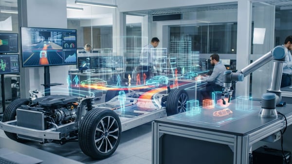 自動運転の車を開発しているイメージ