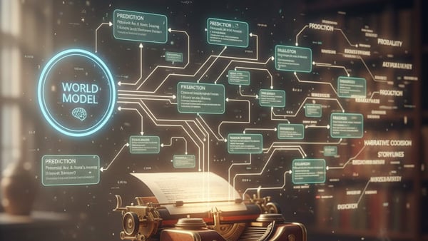 世界モデルとLLMを組み合わせているイメージ