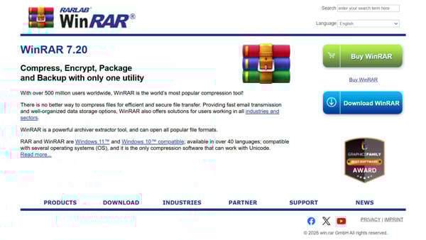 WinRAR Download Page