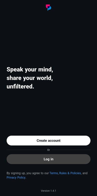 UpScrolled スタート画面