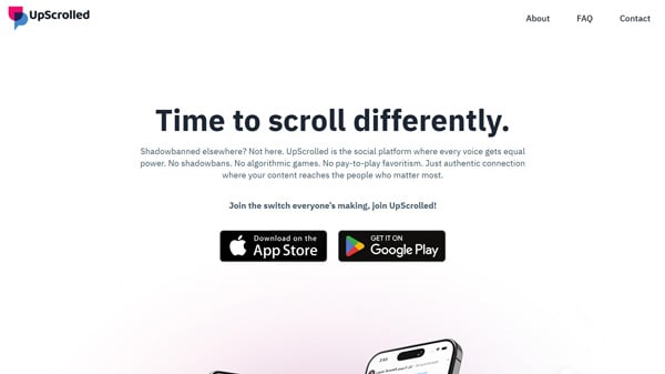 UpScrolled トップページキャプチャ