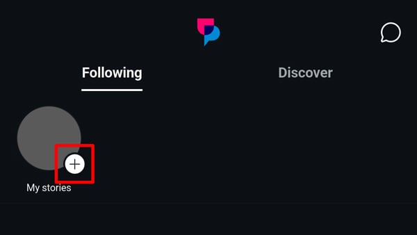 UpScrolled ストーリー投稿ボタン