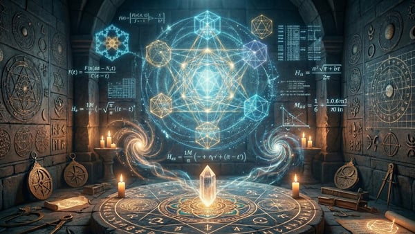 スピリチュアルと数学モデルがミックスされたイメージ