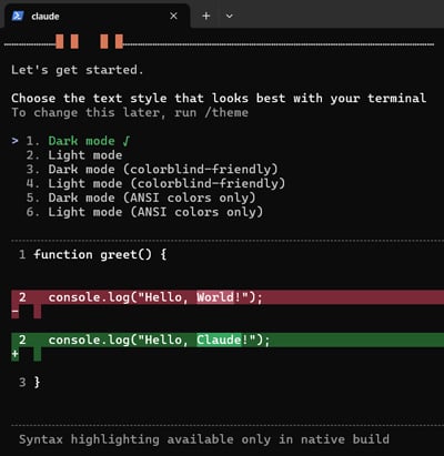 Claude Code インストール テーマ選択