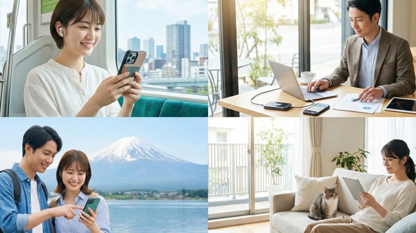 様々な場面でネットワークを利用しているイメージ