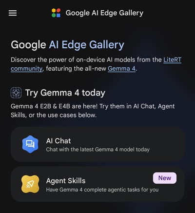 Google AI Edge Galleryトップ