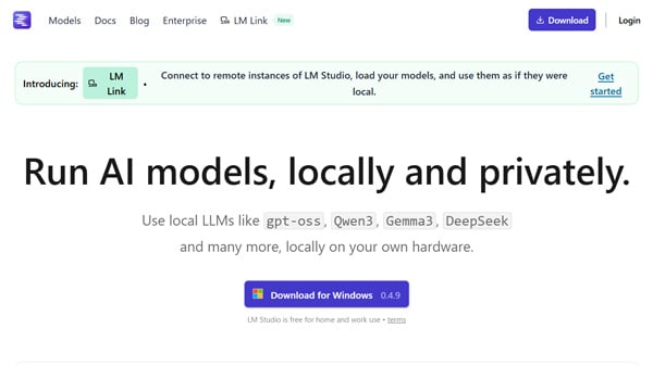 LM Studio ダウンロードページ