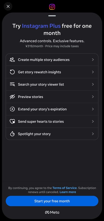 Instagram Plus try