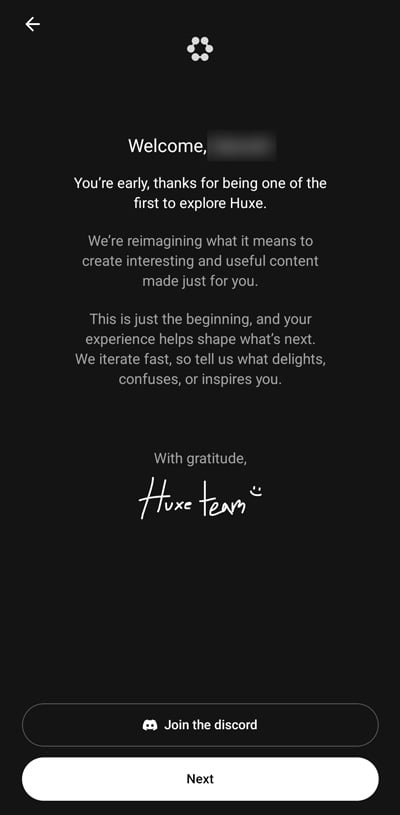 Huxe メッセージ