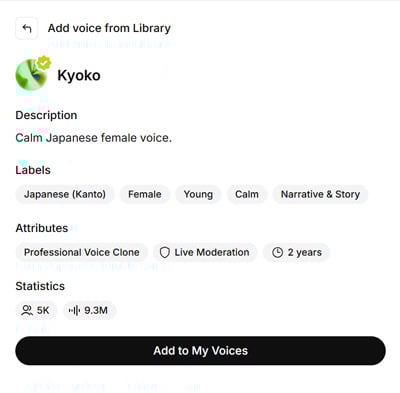 Elevenlabs Kyoko