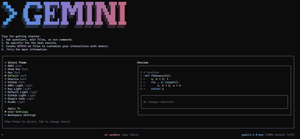 Gemini CLI テーマ選択