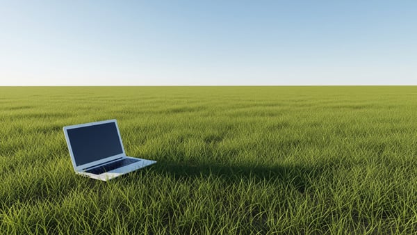 大草原にPCがある様子