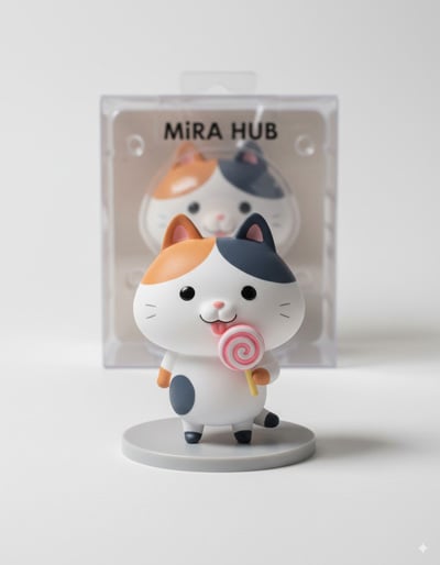 日本語プロンプトでフィギュア生成されたネコ