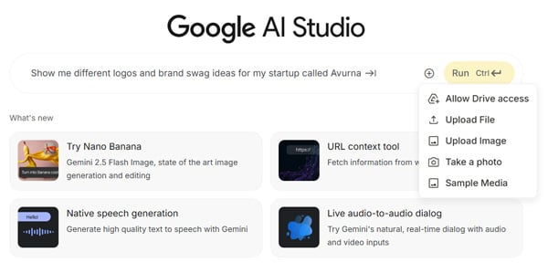 Google AI Studio 画像アップロード