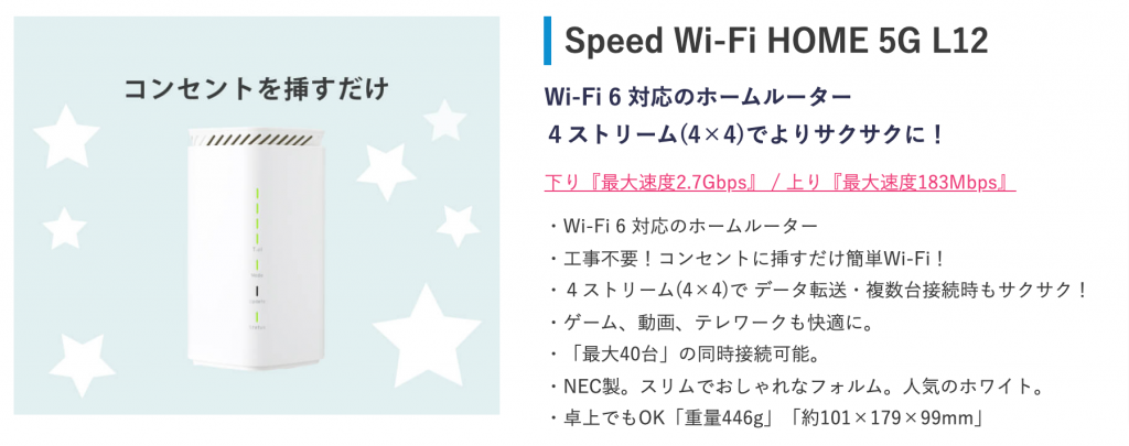 Speed Wi-Fi HOME 5G L12